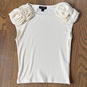 J. Crew Women's Vintage Rib Rosette Tee with Floral Details NWOT